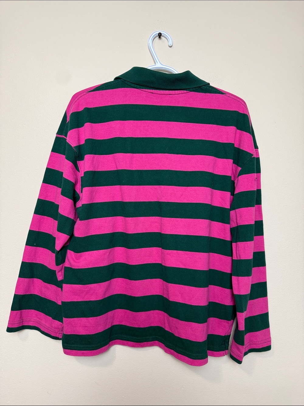 Zara Y2K  Striped Long Sleeve Rugby Polo Shirt Size M - Picture 3 of 6